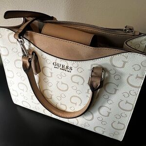 GUESS Cream and Brown Tote Bag